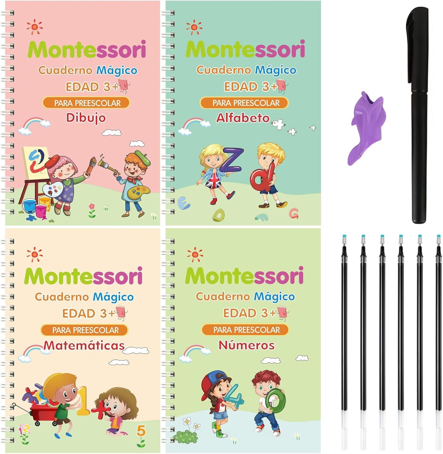 PACK 4 CUADERNOS MAGICOS GRATIS 🎁ESCRITORIO DE APRENDIZAJE CON PROYECTOR LED 🧸