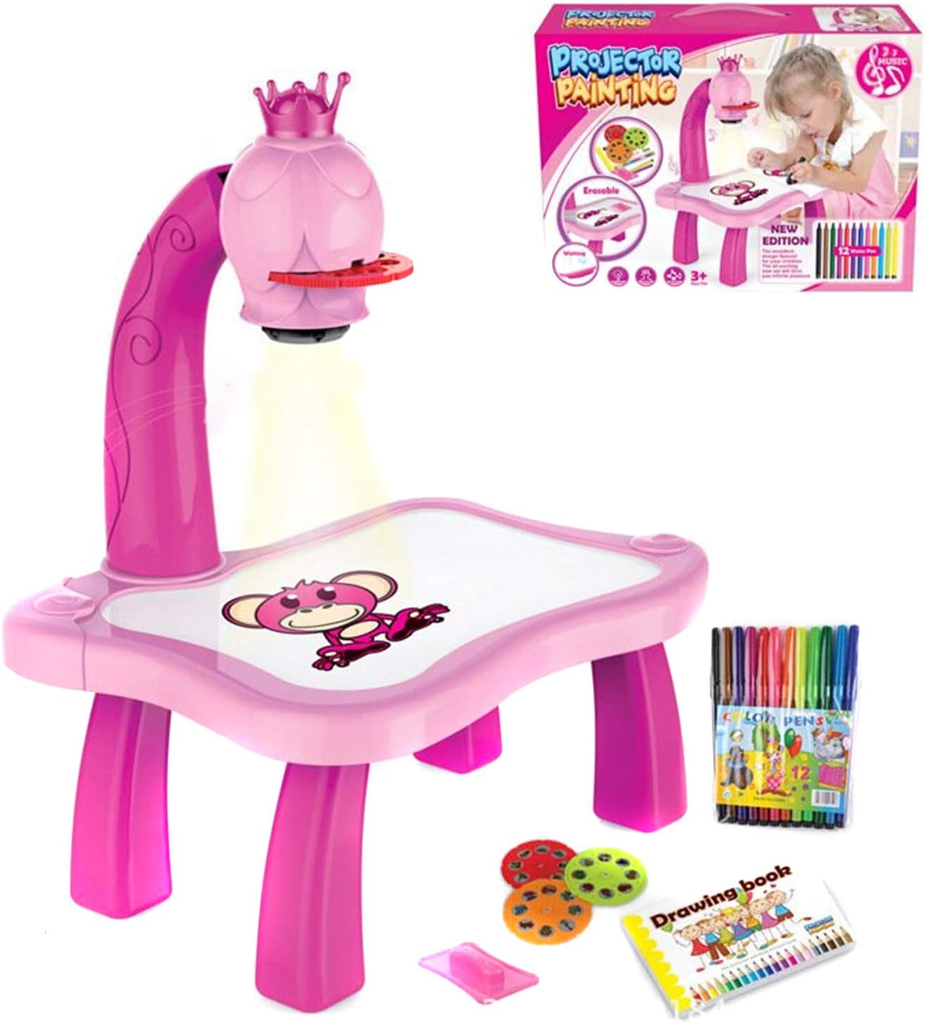 PACK 4 CUADERNOS MAGICOS GRATIS 🎁ESCRITORIO DE APRENDIZAJE CON PROYECTOR LED 🧸