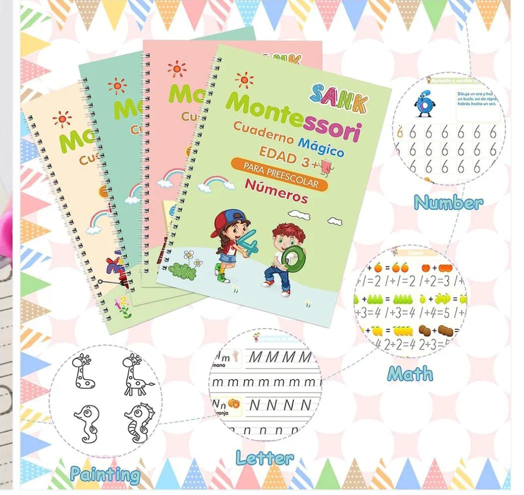 PACK 4 CUADERNOS MAGICOS GRATIS 🎁ESCRITORIO DE APRENDIZAJE CON PROYECTOR LED 🧸